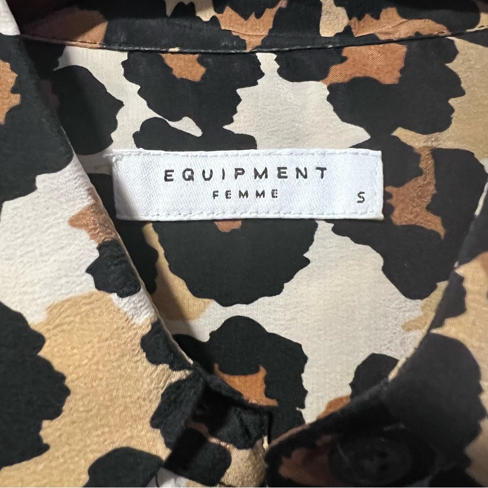 Equipment Leopard Print Button Down Sleeveless Sh… - image 3